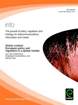 cover image of Info: The Journal of Policy, Regulation and Strategy for Telecommunications, Information and Media, Volume 13, Issue 6